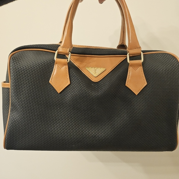 Yves Saint Laurent Vintage Woven Canvas Boston Bag - Picture 11 of 15